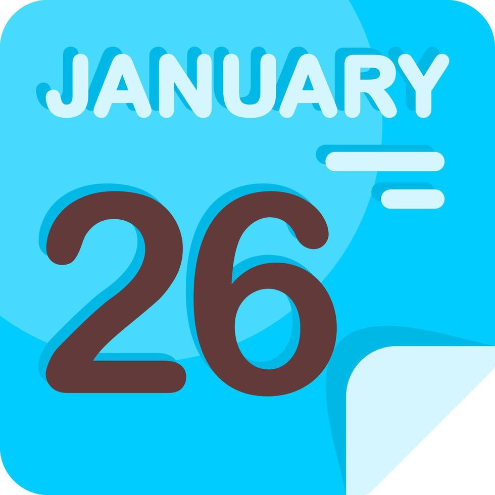 26 January Calendar Flat Icon vector