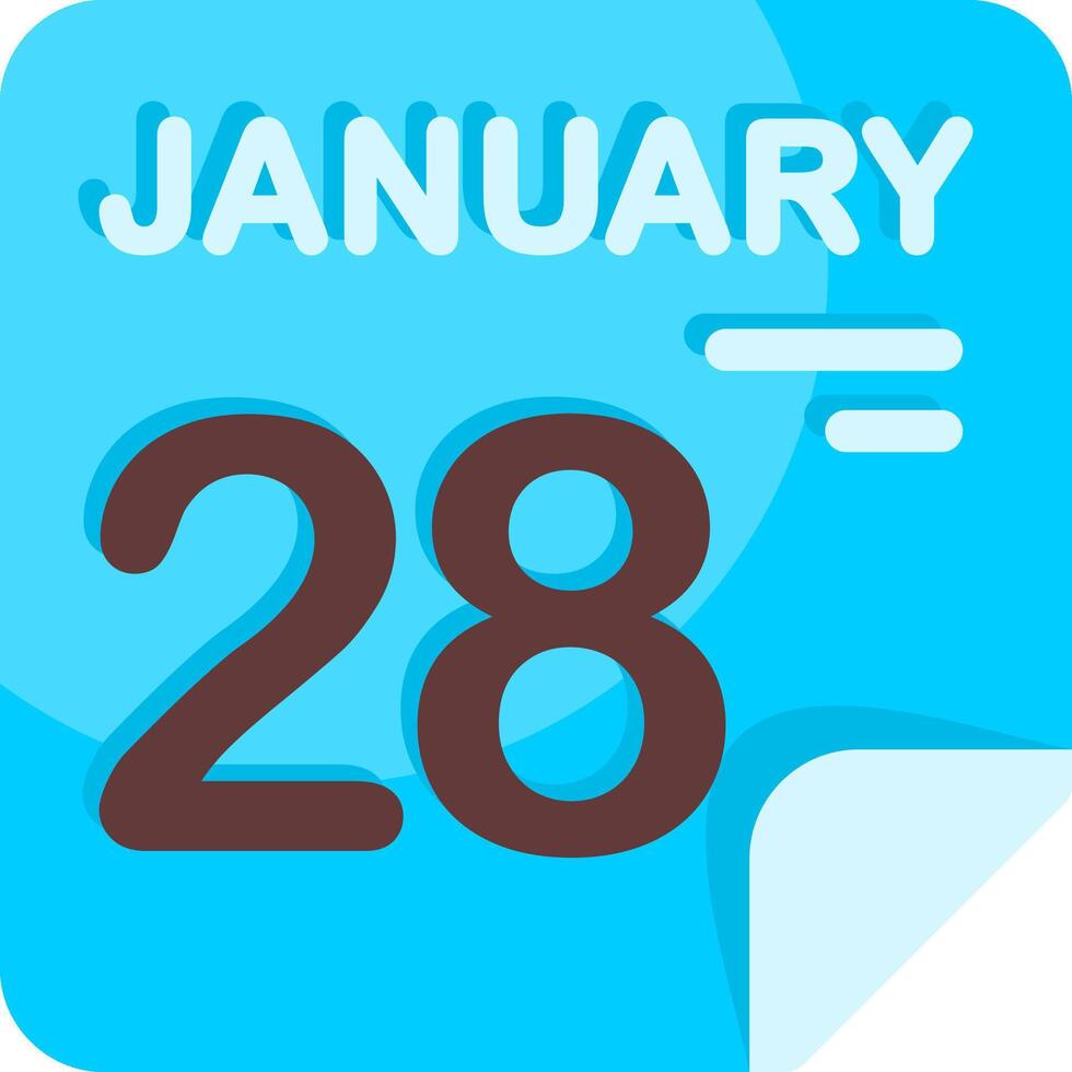 28 January Calendar Flat Icon vector