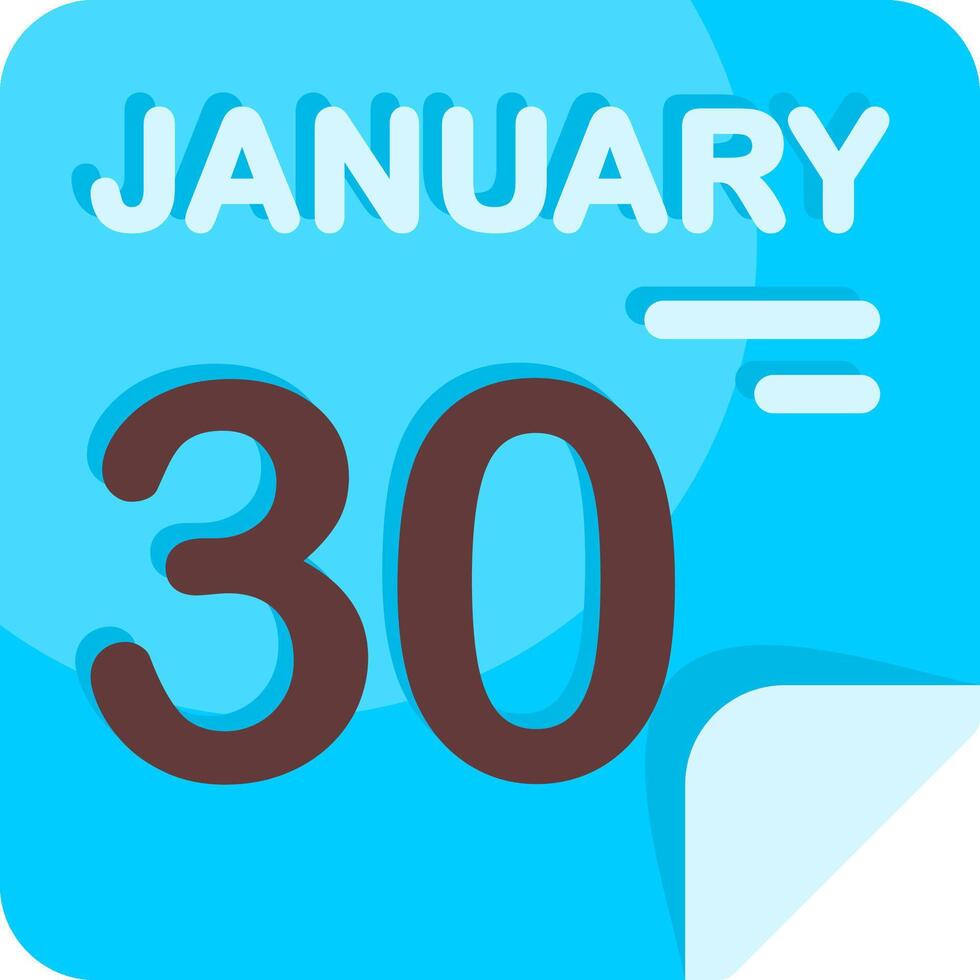 30 January Calendar Flat Icon vector