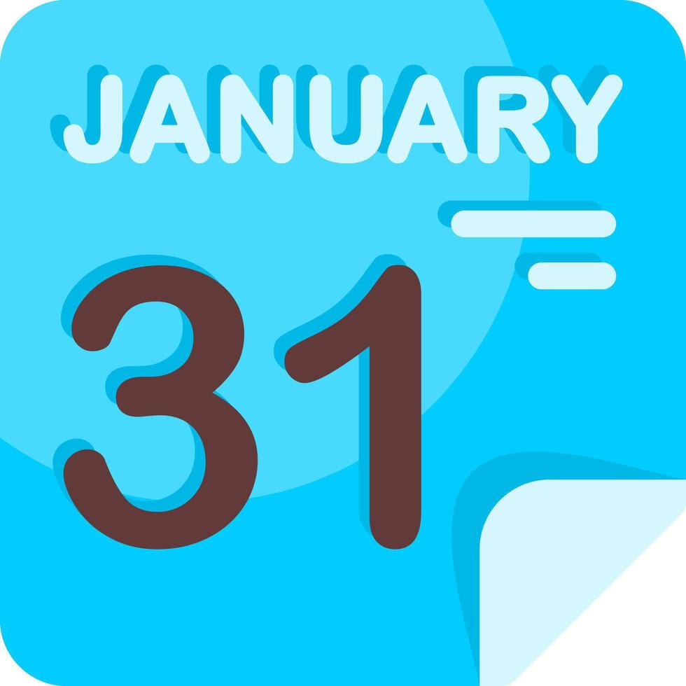 31 January Calendar Flat Icon vector