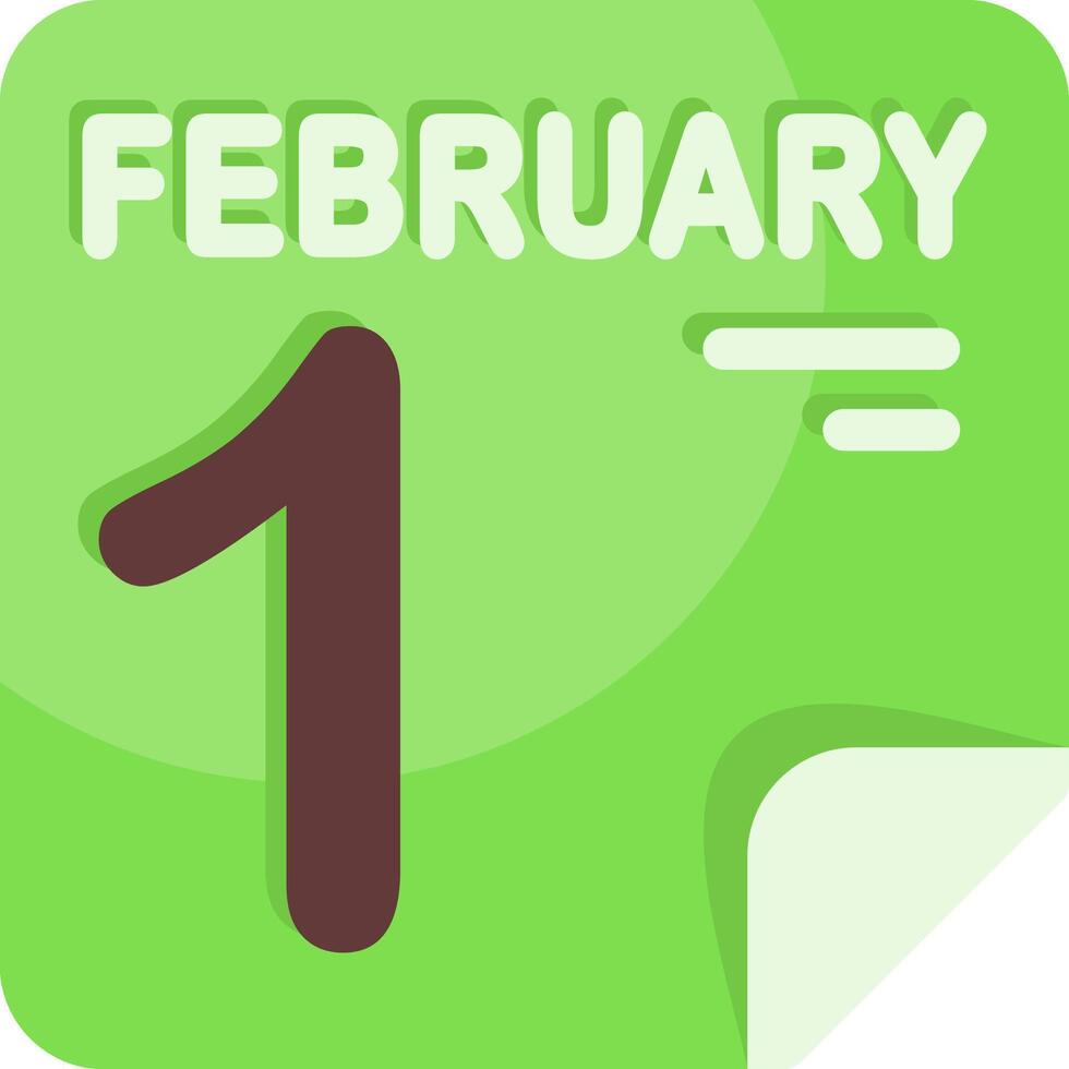 1 February Calendar Flat Icon vector