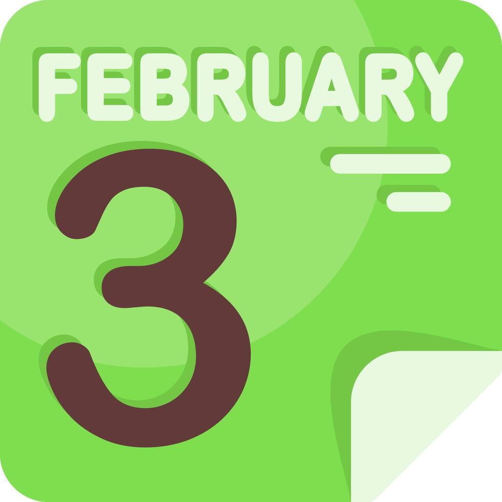 3 February Calendar Flat Icon vector
