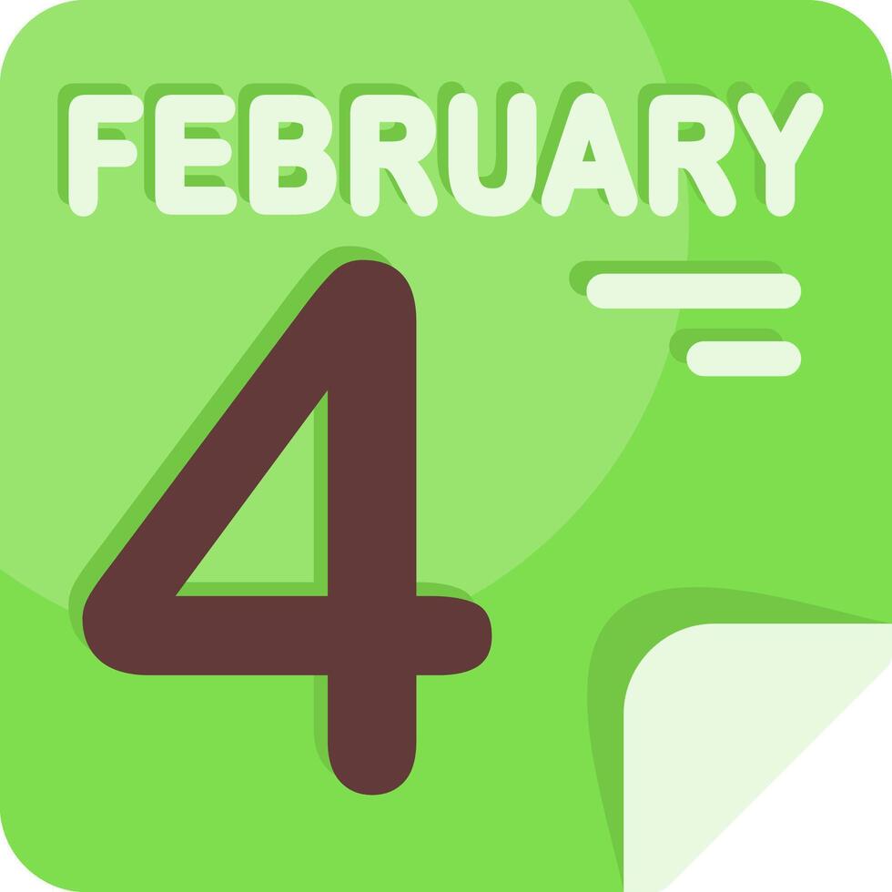 4 February Calendar Flat Icon vector