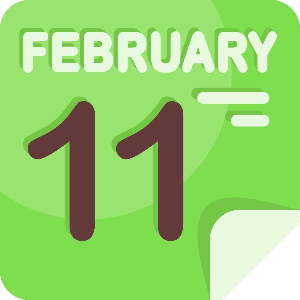 11 February Calendar Flat Icon vector