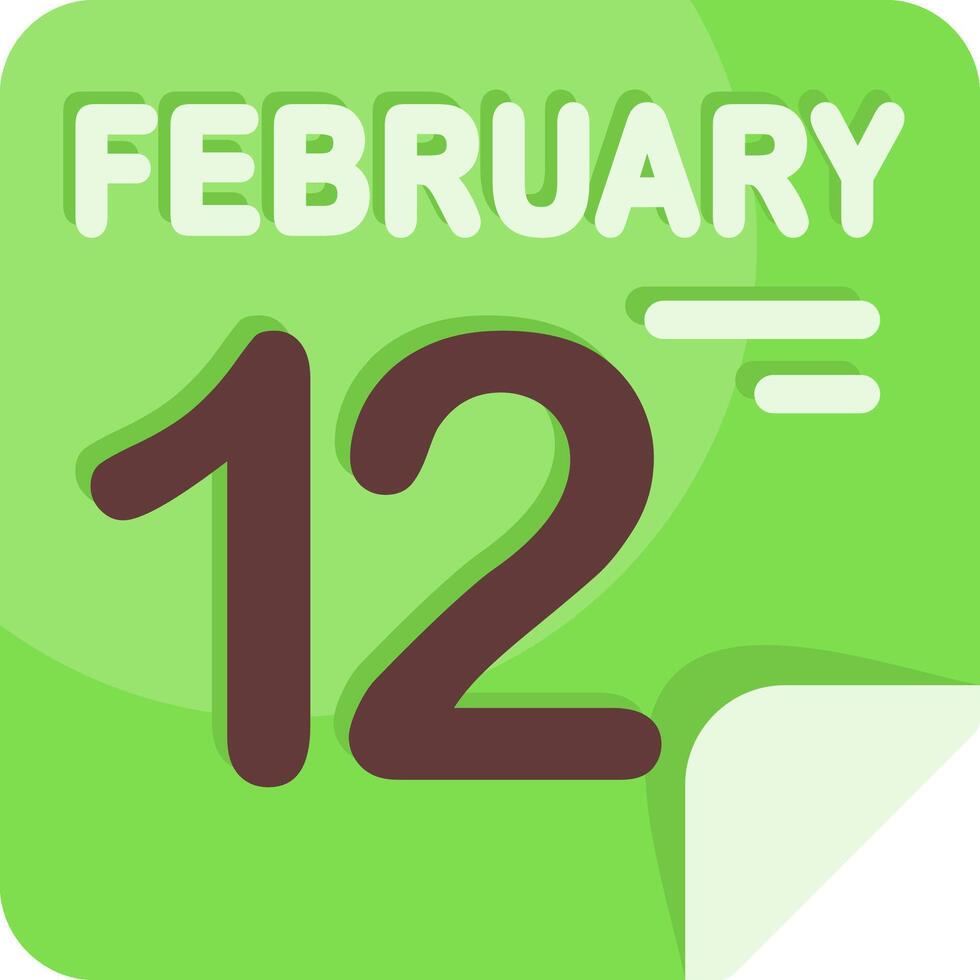 12 February Calendar Flat Icon vector