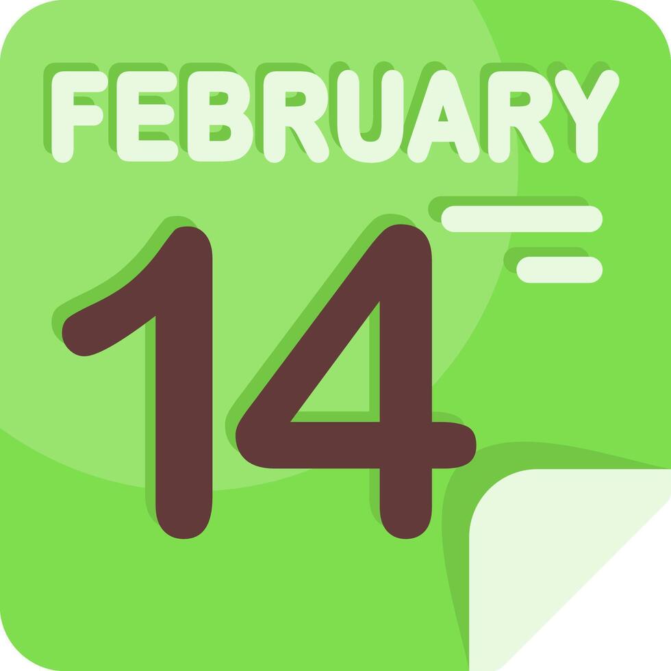 14 February Calendar Flat Icon vector