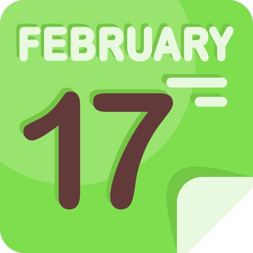 17 February Calendar Flat Icon vector