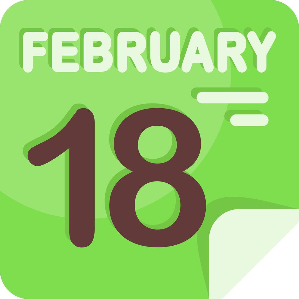 18 February Calendar Flat Icon vector