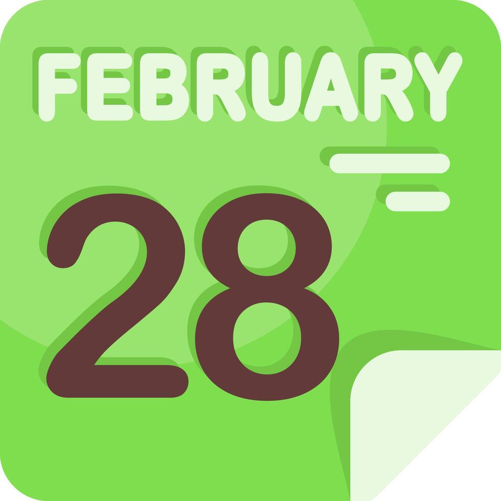 28 February Calendar Flat Icon vector