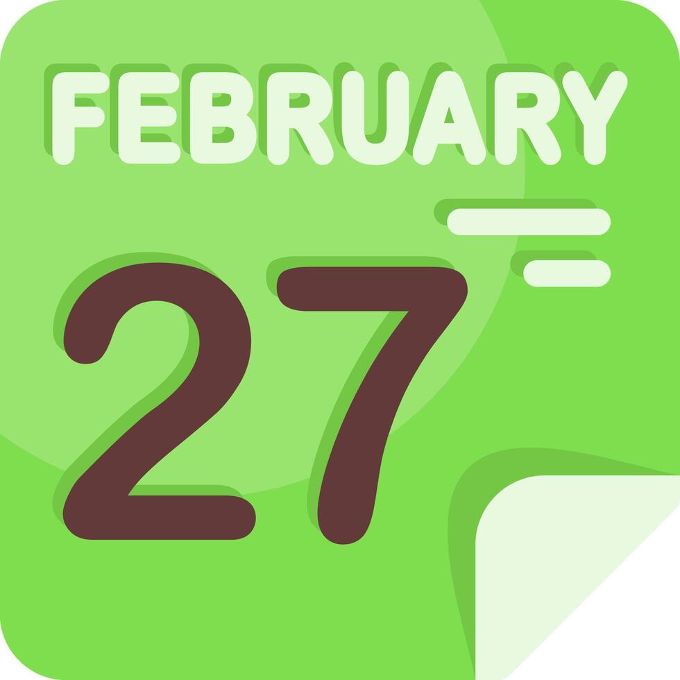 27 February Calendar Flat Icon vector