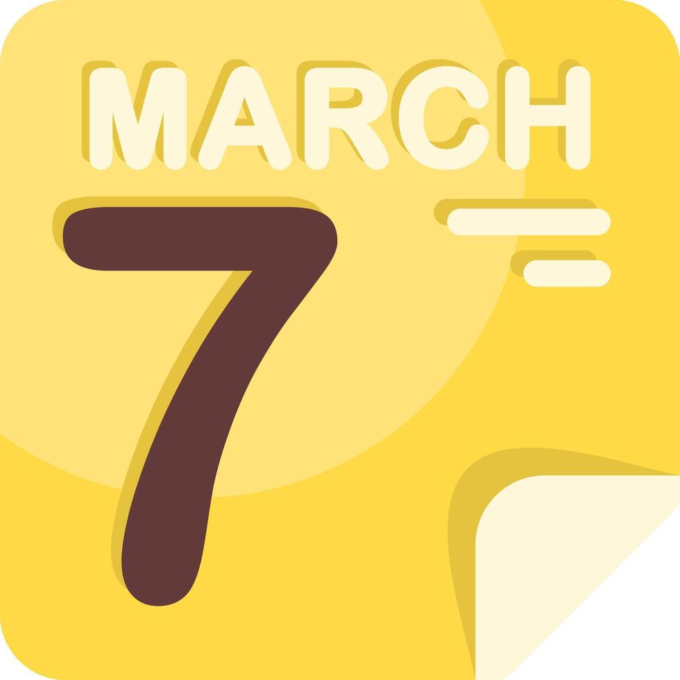 7 March Calendar Flat Icon vector