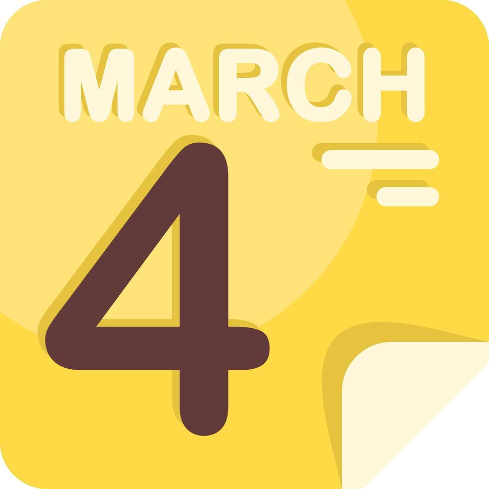 4 March Calendar Flat Icon vector