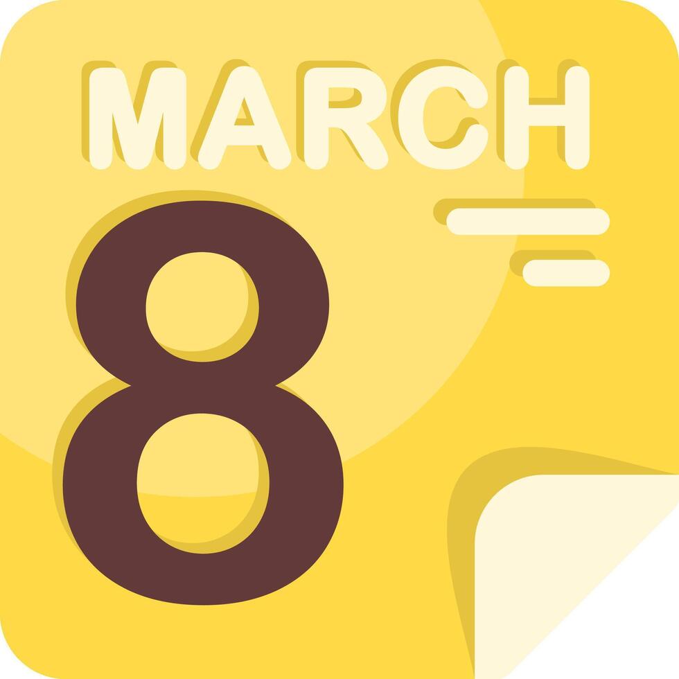 8 March Calendar Flat Icon vector