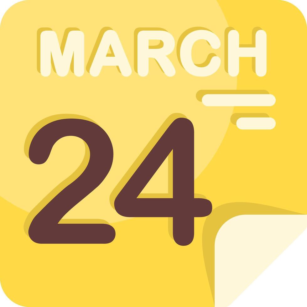 24 March Calendar Flat Icon vector
