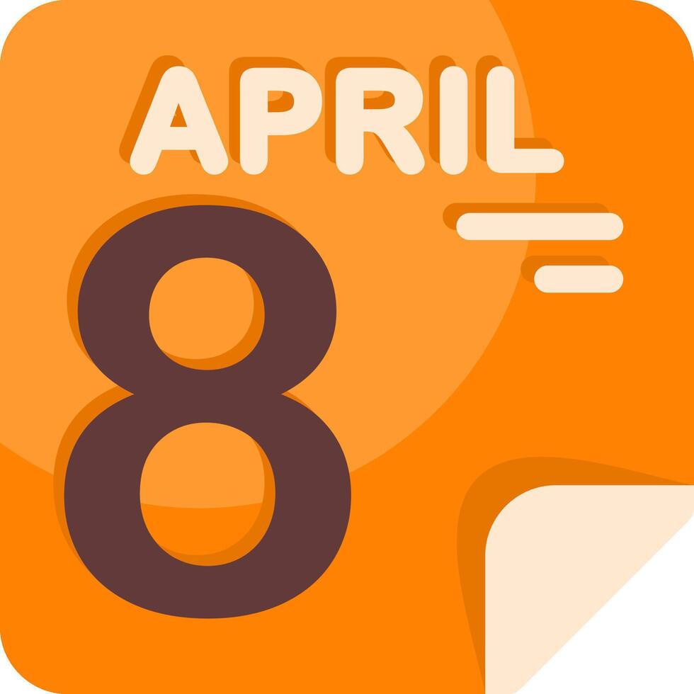 8 April Calendar Flat Icon vector
