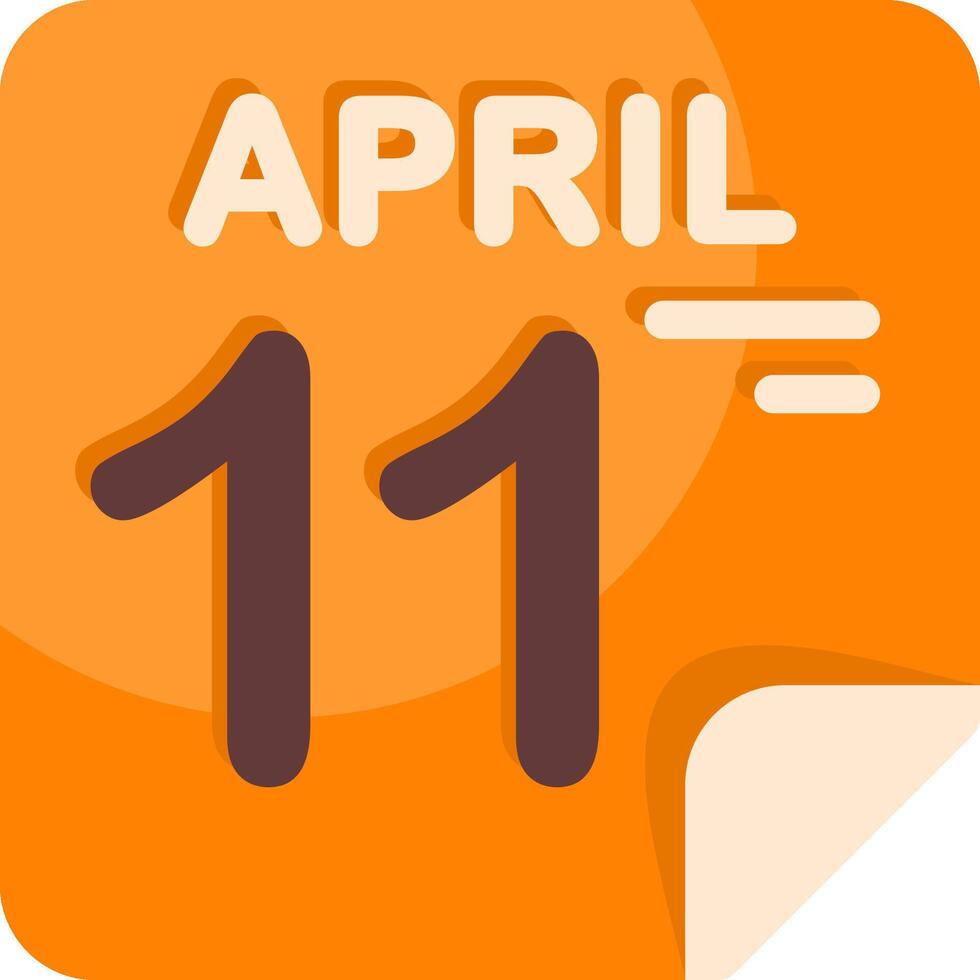 11 April Calendar Flat Icon vector