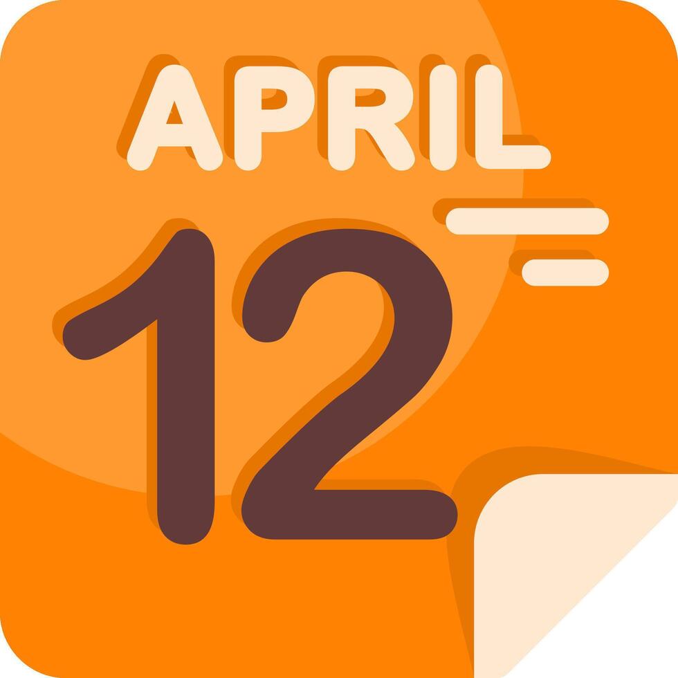 12 April Calendar Flat Icon vector
