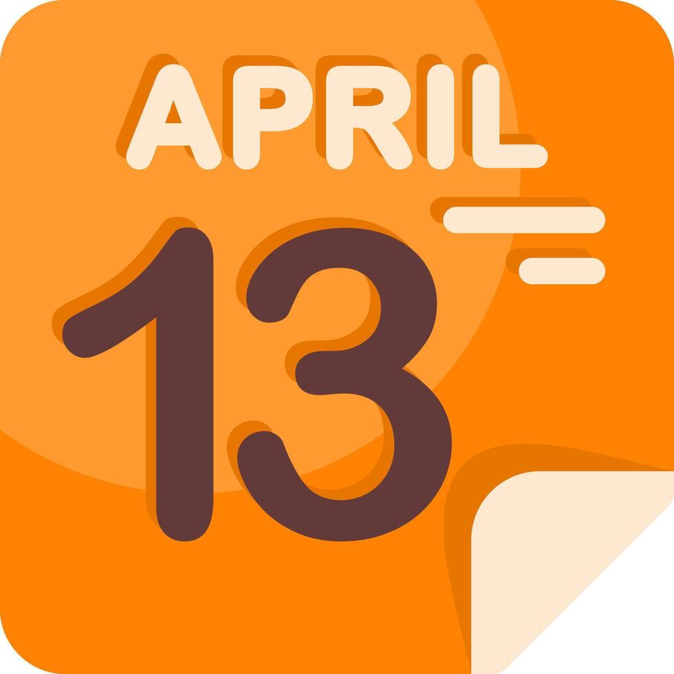 13 April Calendar Flat Icon vector
