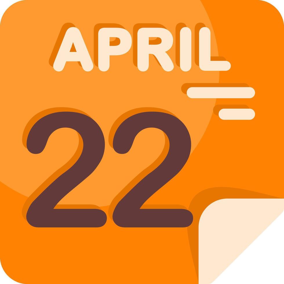 22 April Calendar Flat Icon vector