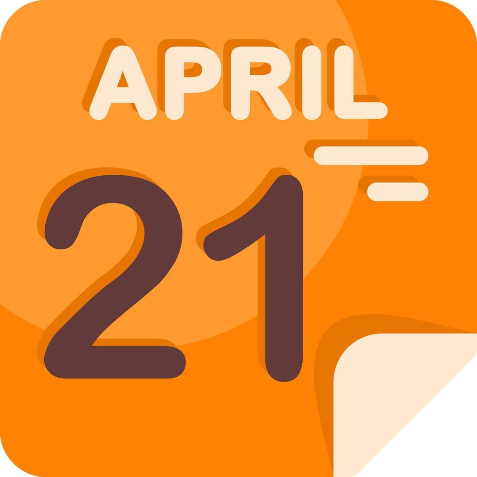 21 April Calendar Flat Icon vector