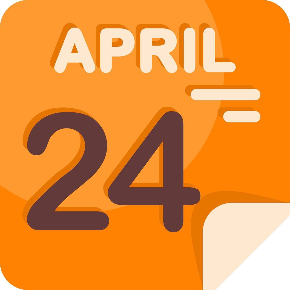 24 April Calendar Flat Icon vector