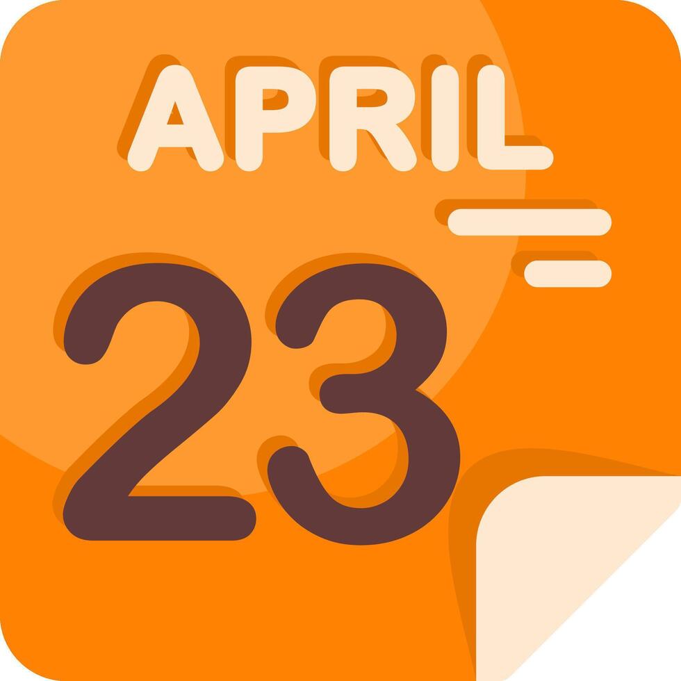 23 April Calendar Flat Icon vector