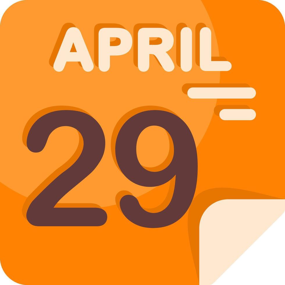 29 April Calendar Flat Icon vector