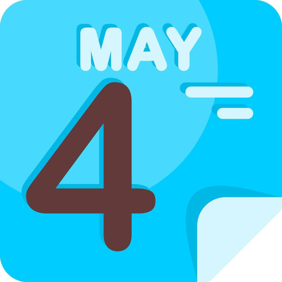4 May Calendar Flat Icon vector