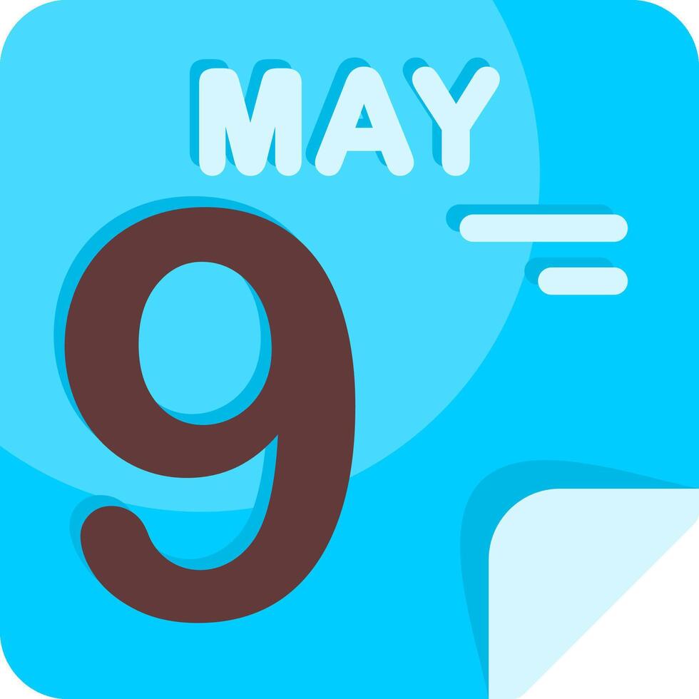 9 May Calendar Flat Icon vector