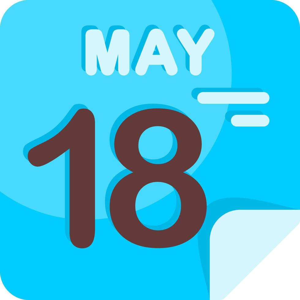 18 May Calendar Flat Icon vector