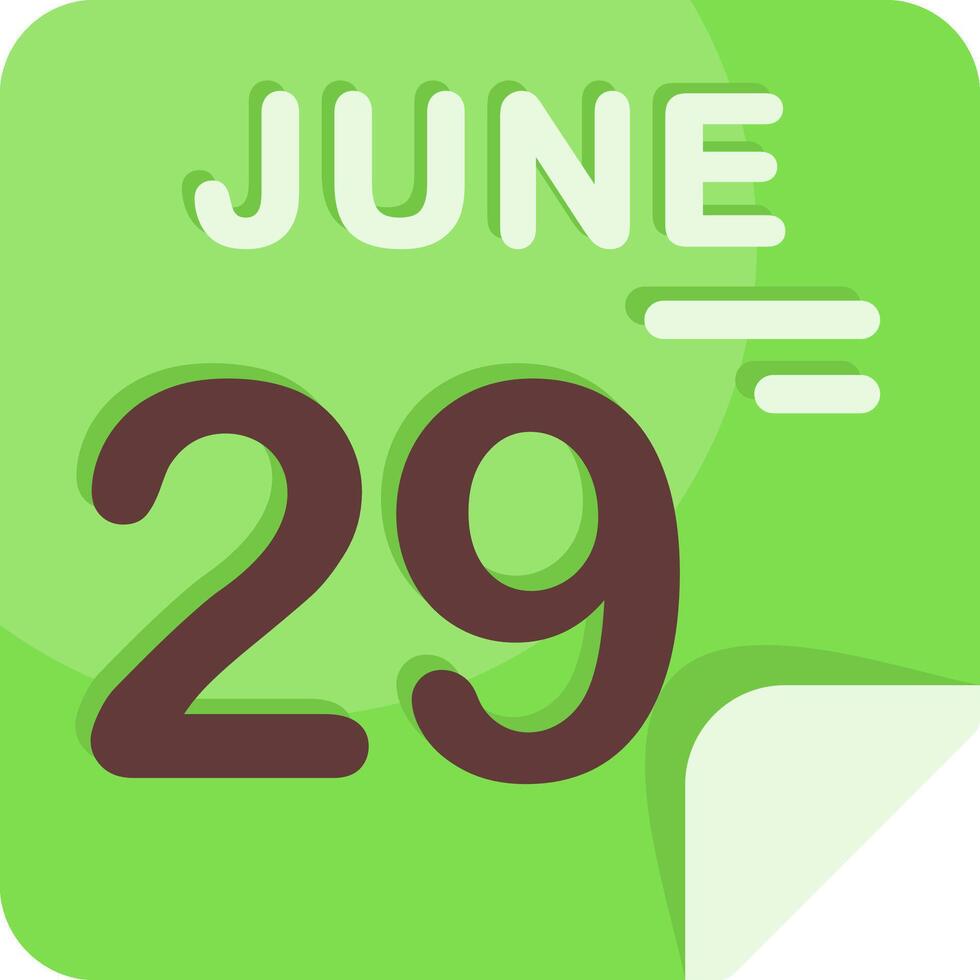 29 June Calendar Flat Icon vector