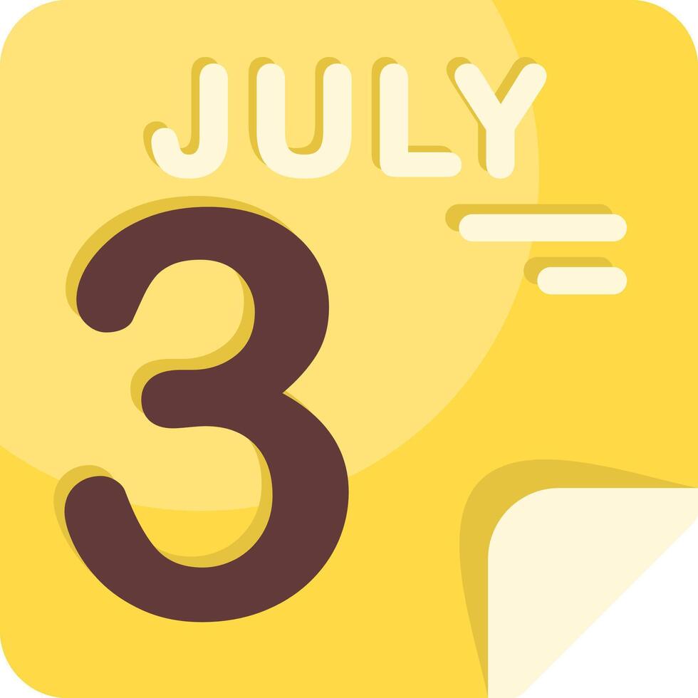 3 July Calendar Flat Icon vector