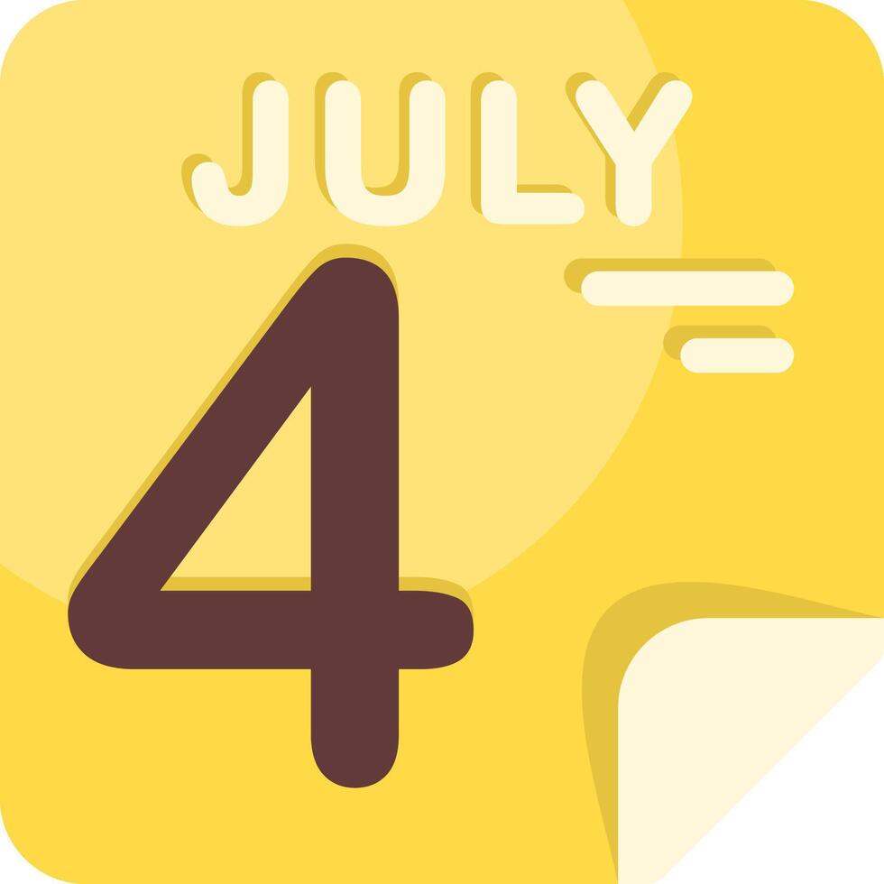 4 July Calendar Flat Icon vector