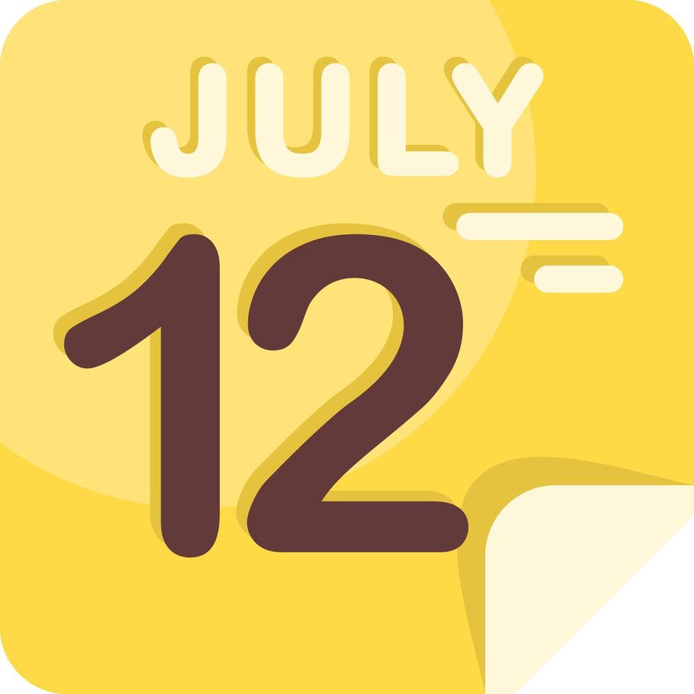 12 July Calendar Flat Icon vector