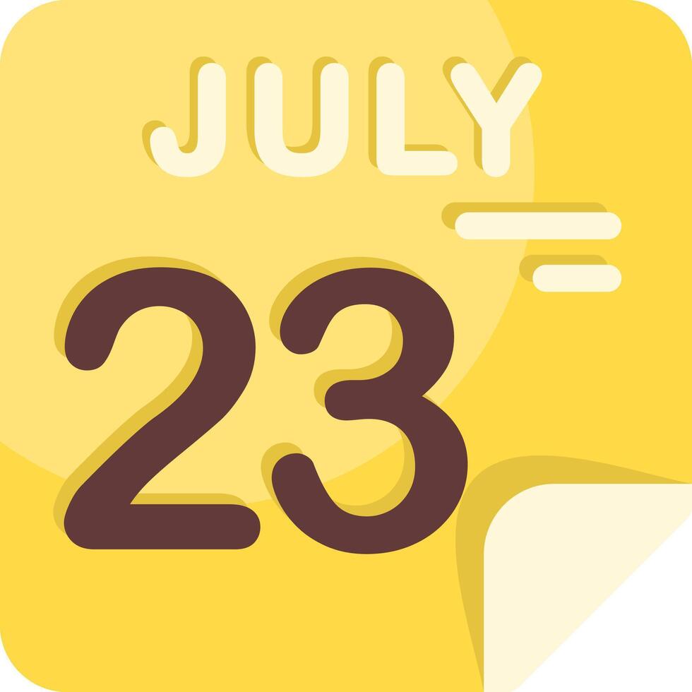 23 July Calendar Flat Icon vector