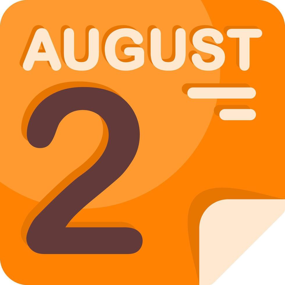 2 August Calendar Flat Icon vector