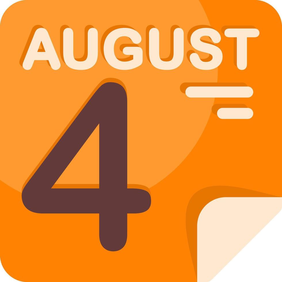 4 August Calendar Flat Icon vector