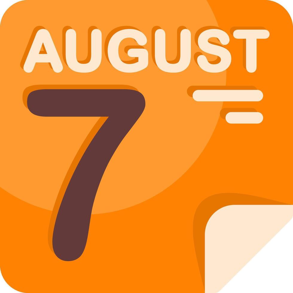7 August Calendar Flat Icon vector