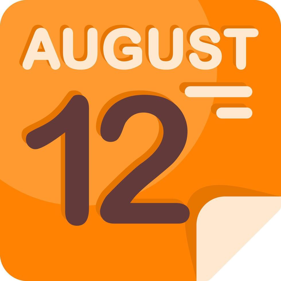 12 August Calendar Flat Icon vector
