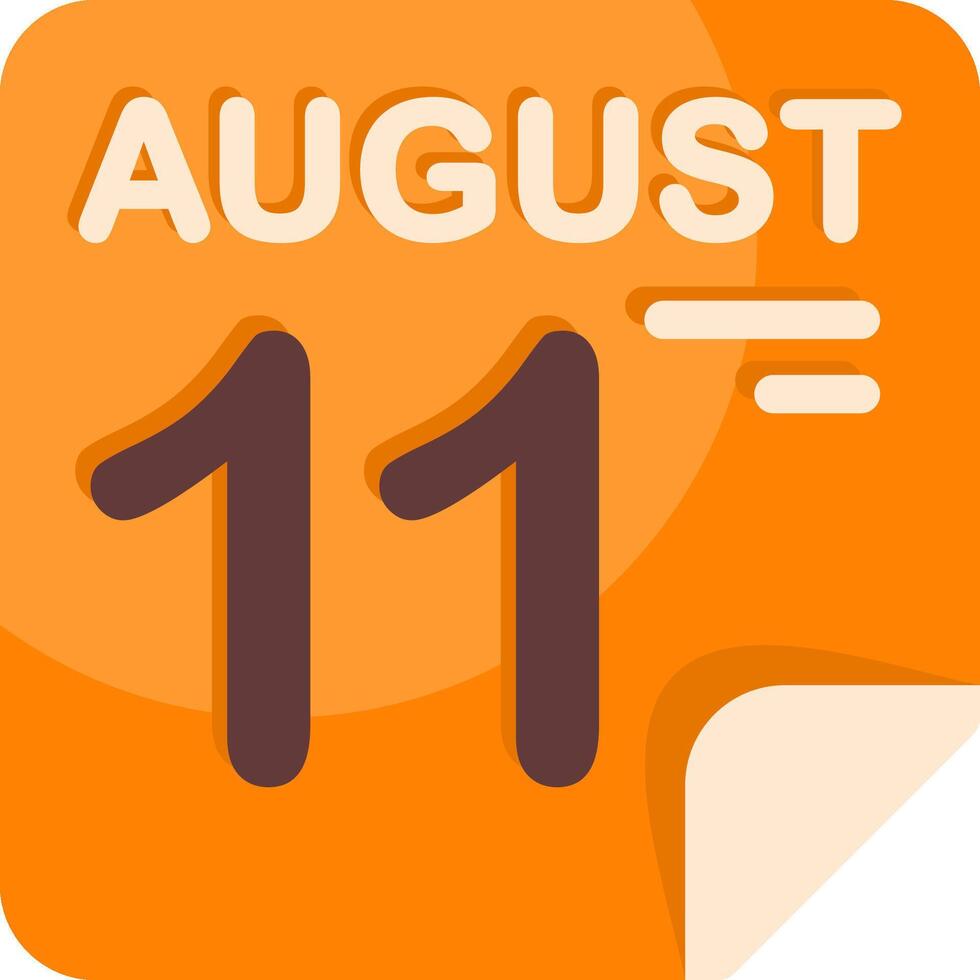 11 August Calendar Flat Icon vector