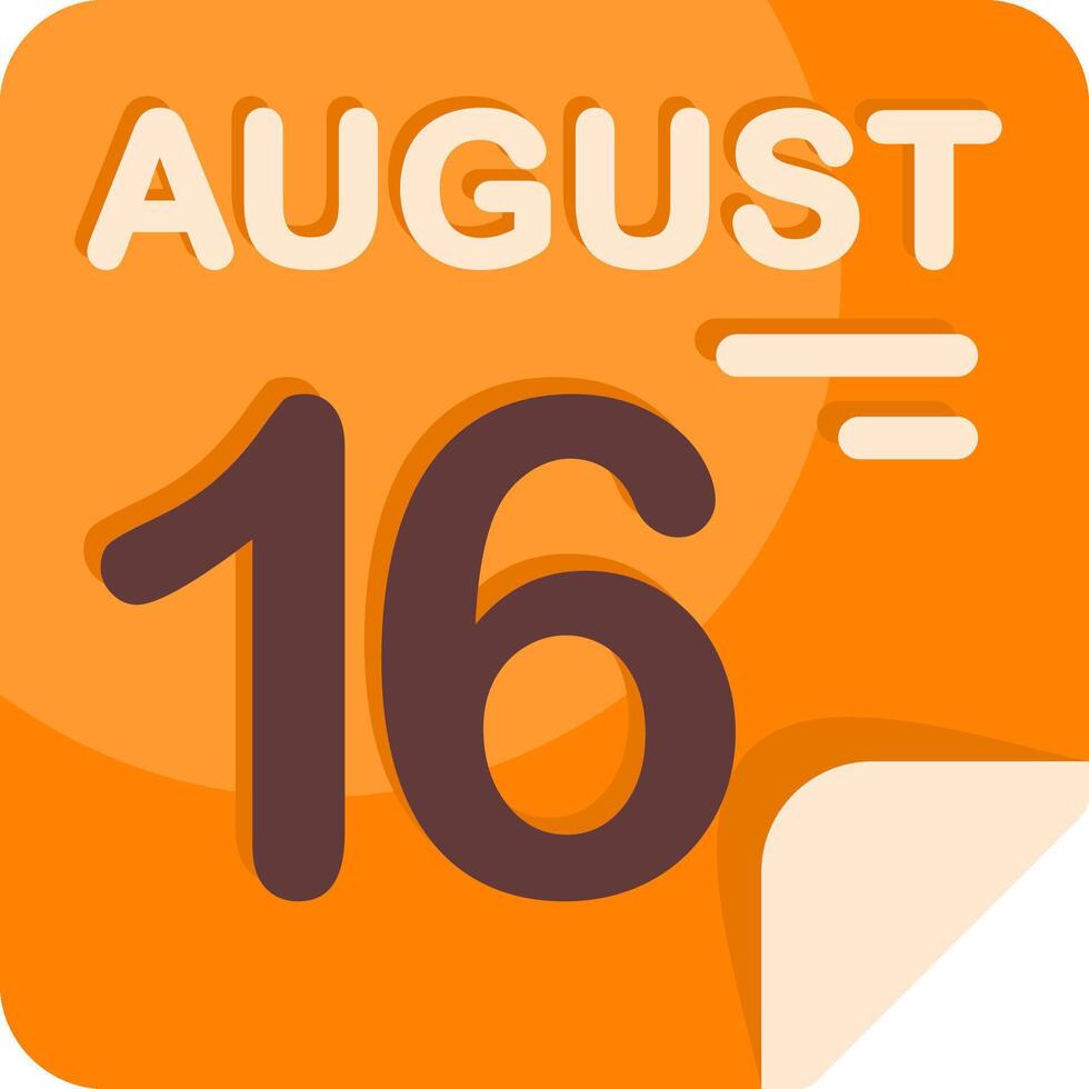 16 August Calendar Flat Icon vector