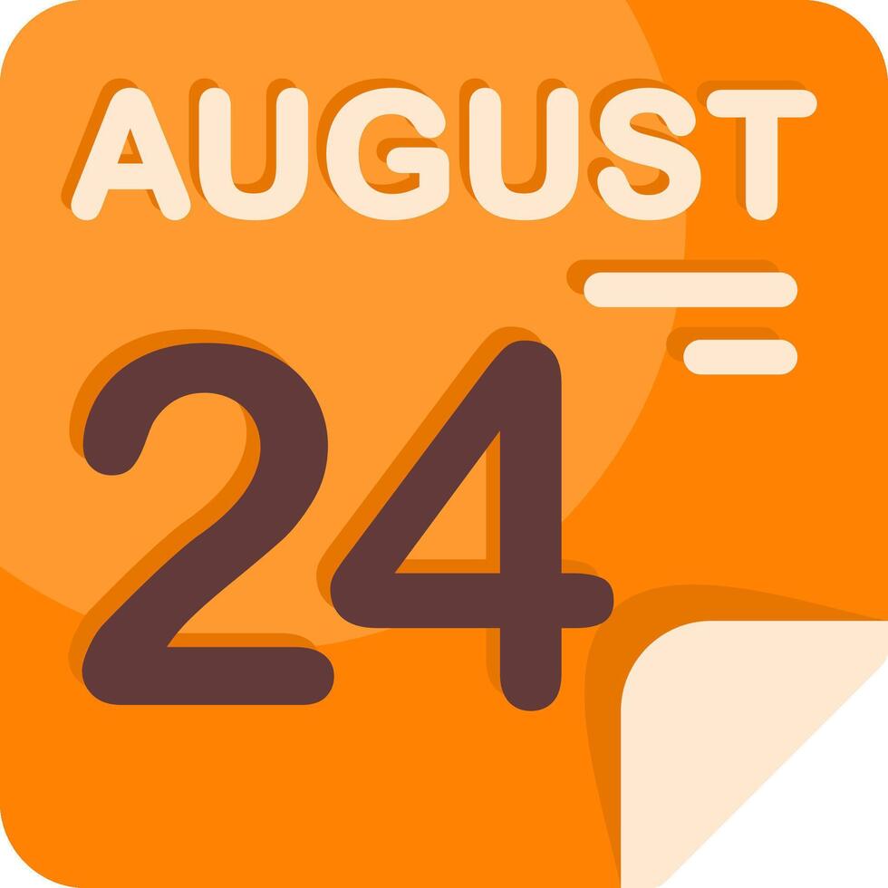 24 August Calendar Flat Icon vector
