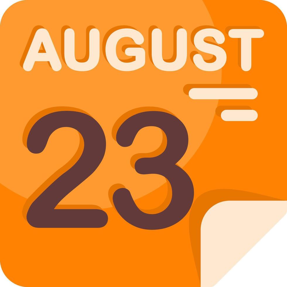23 August Calendar Flat Icon vector
