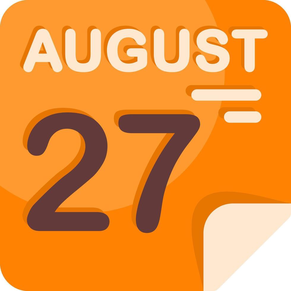 27 August Calendar Flat Icon vector