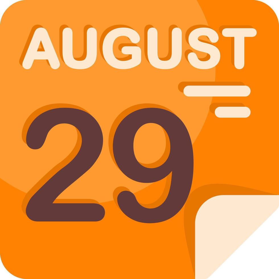 29 August Calendar Flat Icon vector