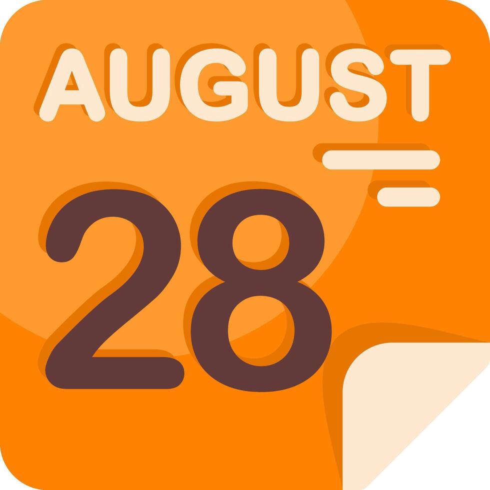 28 August Calendar Flat Icon vector
