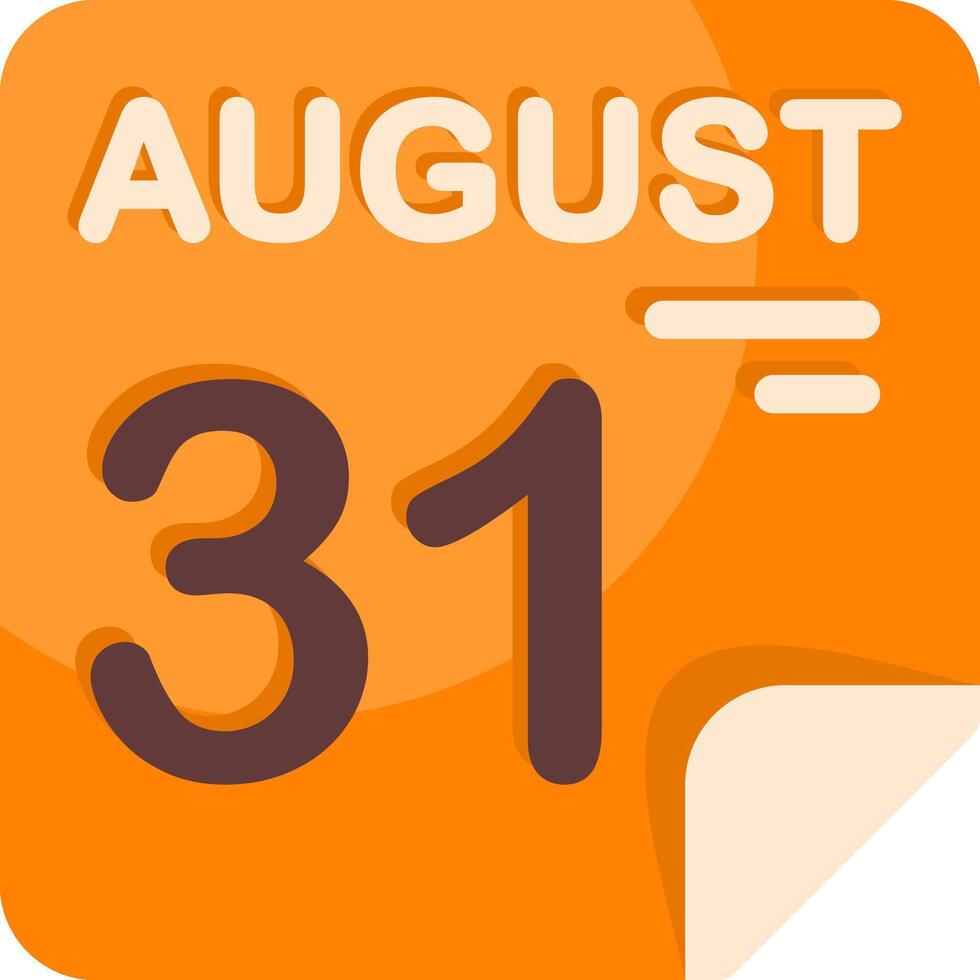 31 August Calendar Flat Icon vector