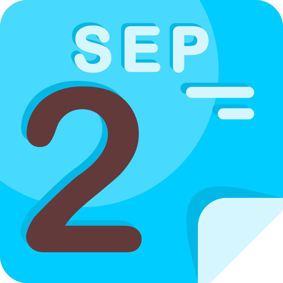 2 September Calendar Flat Icon vector