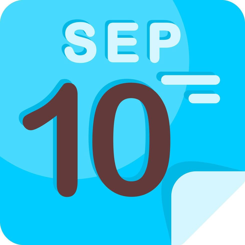 10 September Calendar Flat Icon vector