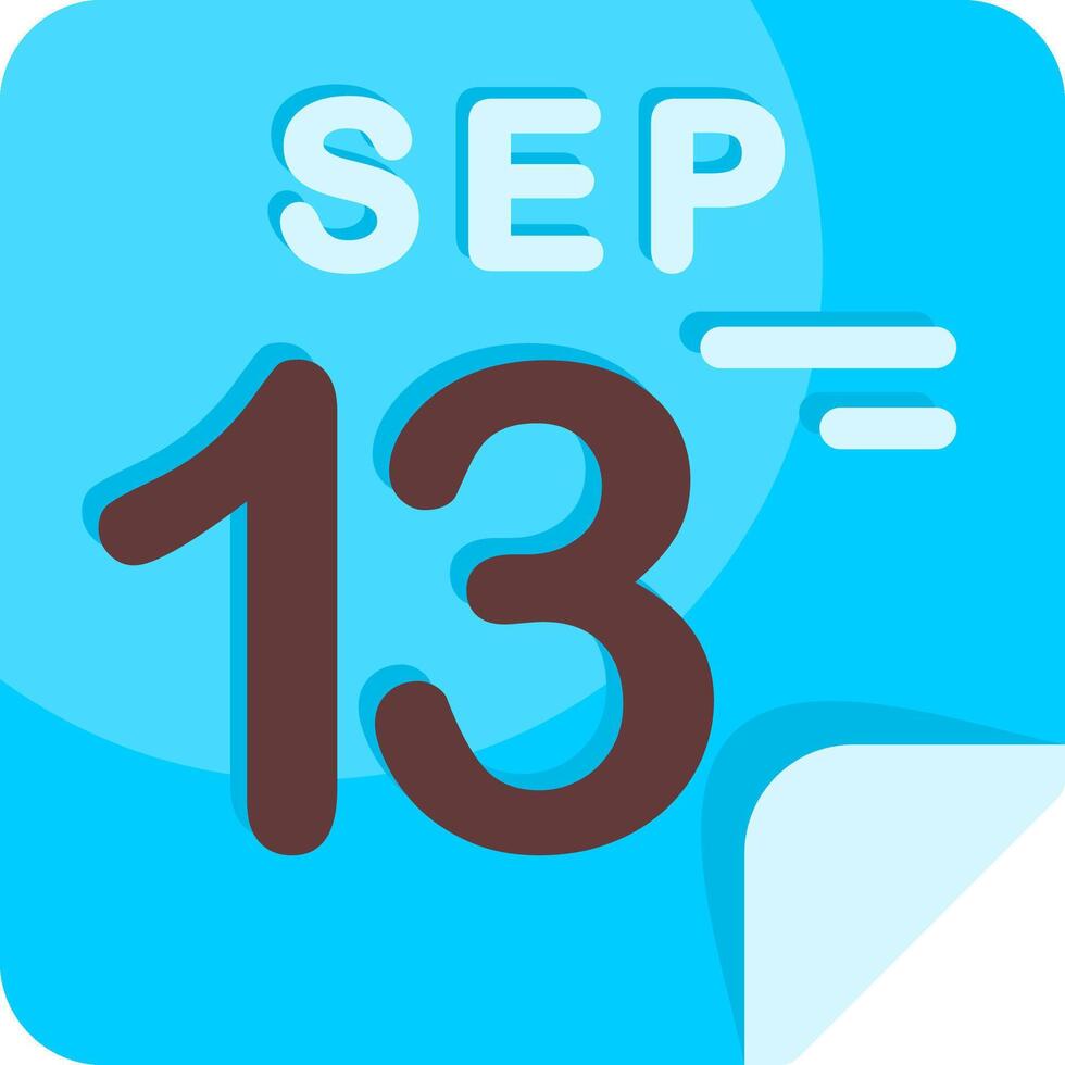 13 September Calendar Flat Icon vector